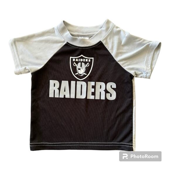 Las Vegas Raiders Team Short Sleeve Shirt Baby Black Silver Size 12 Months - Picture 1 of 5